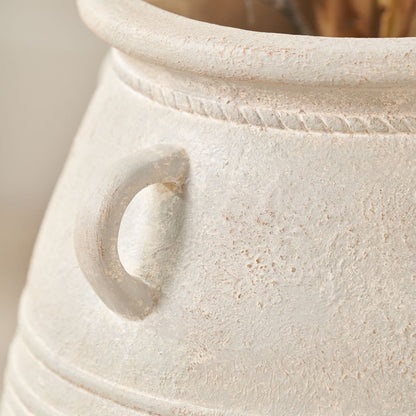 Fibrestone Grey Wash Decorative with Handles Vase