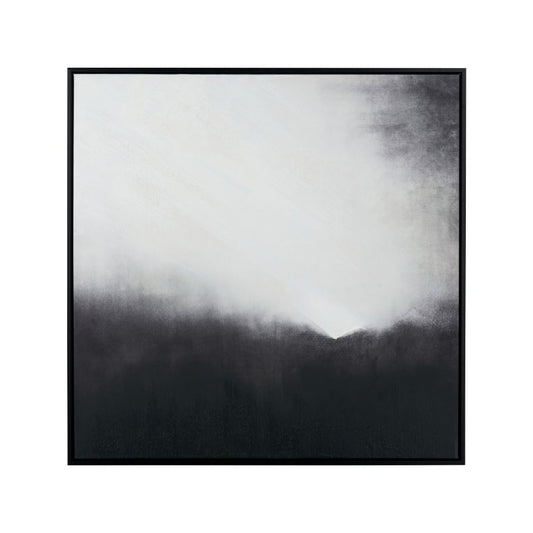 Square Canvas Monochrome Abstract with Black Frame