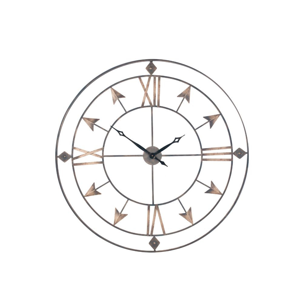 Metal Graphite and Gold Round Wall Clock Large