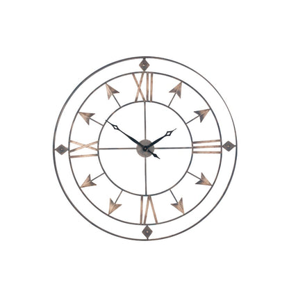Metal Graphite and Gold Round Wall Clock Large