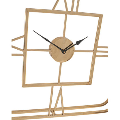 Metal Double Framed Gold Square Wall Clock