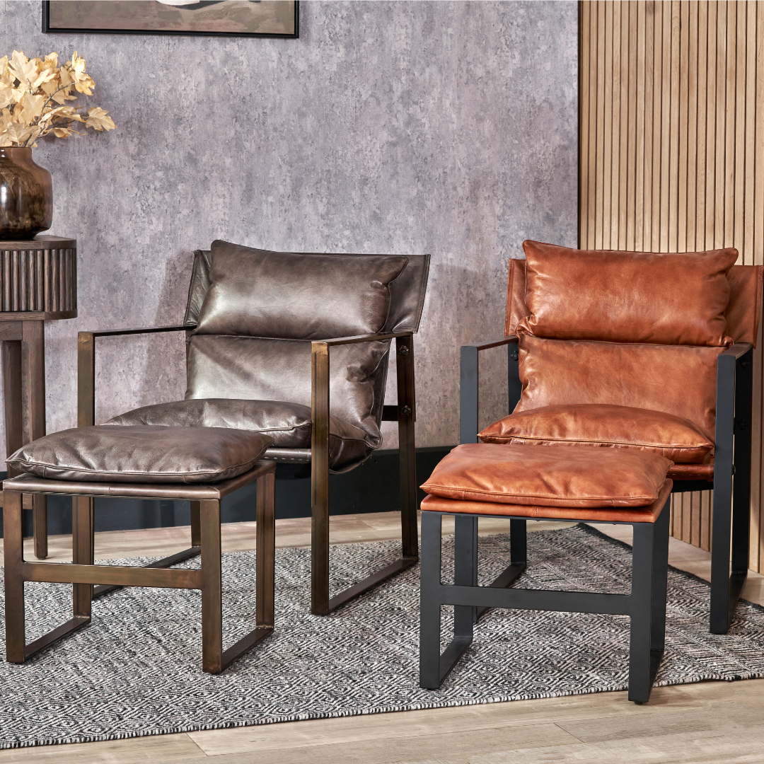 Nico Leather Chair and Footstool