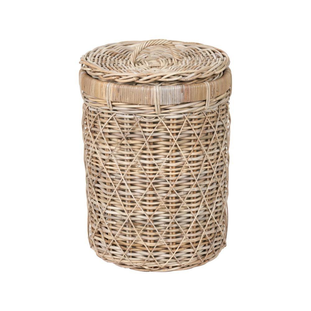 Rattan Brown Round Linen Basket