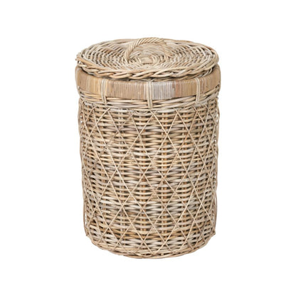 Rattan Brown Round Linen Basket