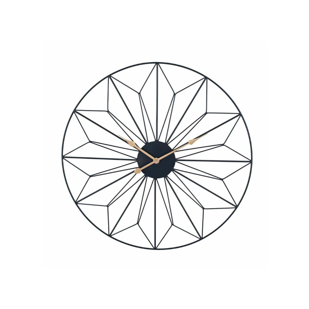 Metal Black or Gold Geo Design Round Wall Clock