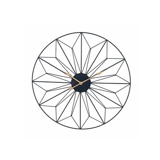 Metal Black or Gold Geo Design Round Wall Clock