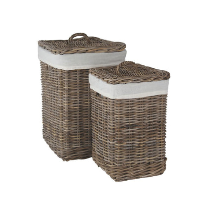 Kubu Grey Square Linen Baskets (Set of 2)