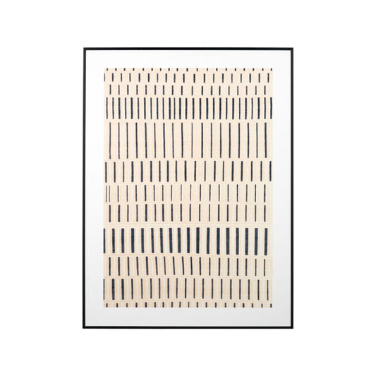 Canvas Natural with Black Stripe Pattern and Black Frame