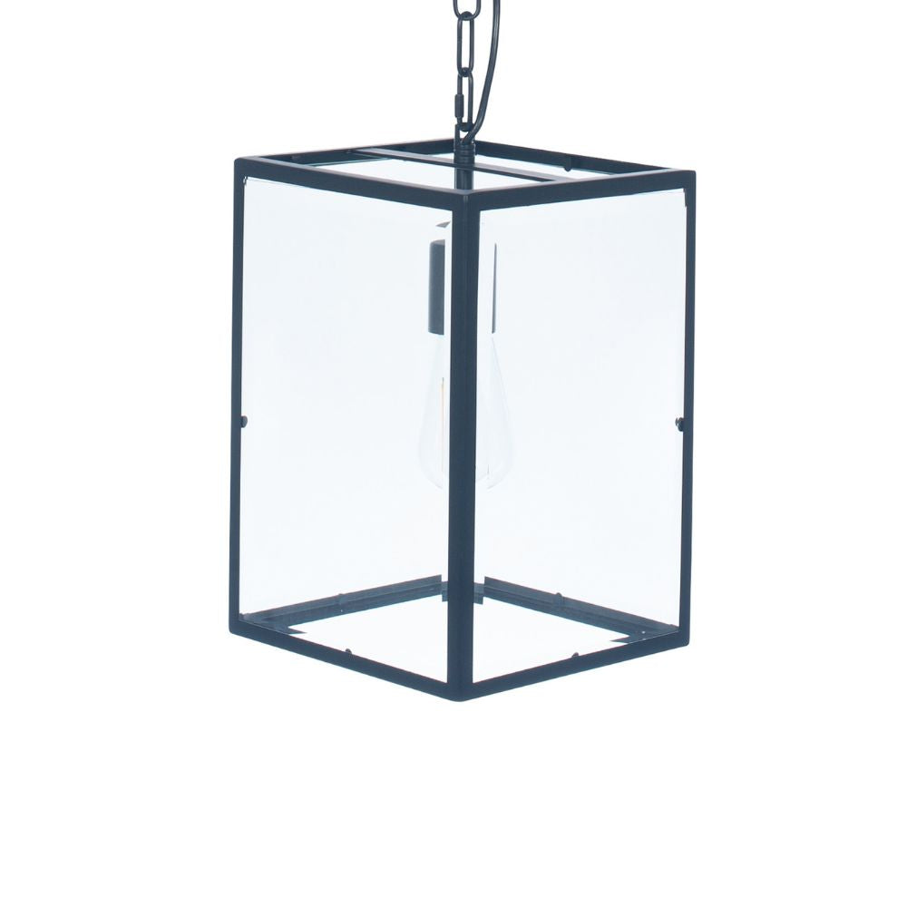 Llewellyn Matte Black Metal and Glass Pendant