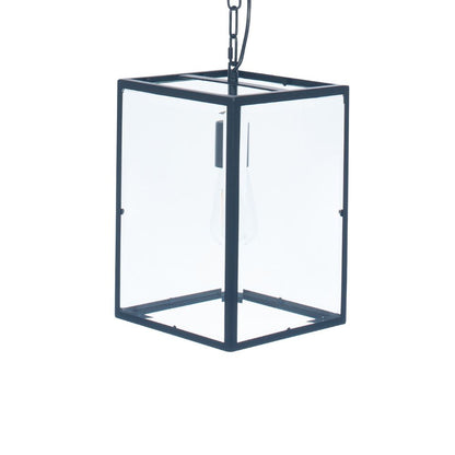 Llewellyn Matte Black Metal and Glass Pendant