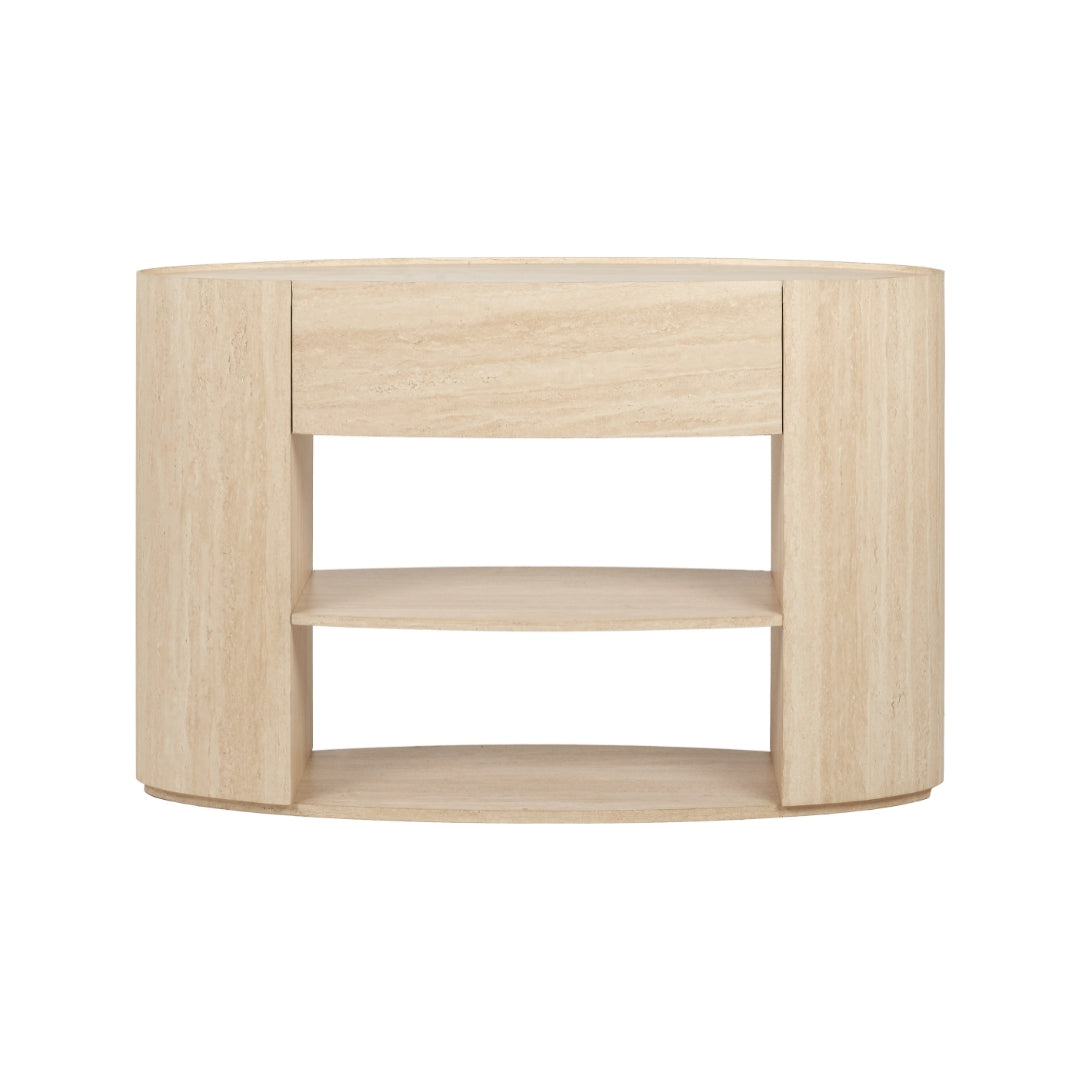 Tivoli Travertine Effect Veneer 1 Drawer Console Table