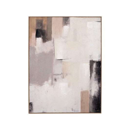 Canvas Natural and Grey Textured Abstract with Natural Frame