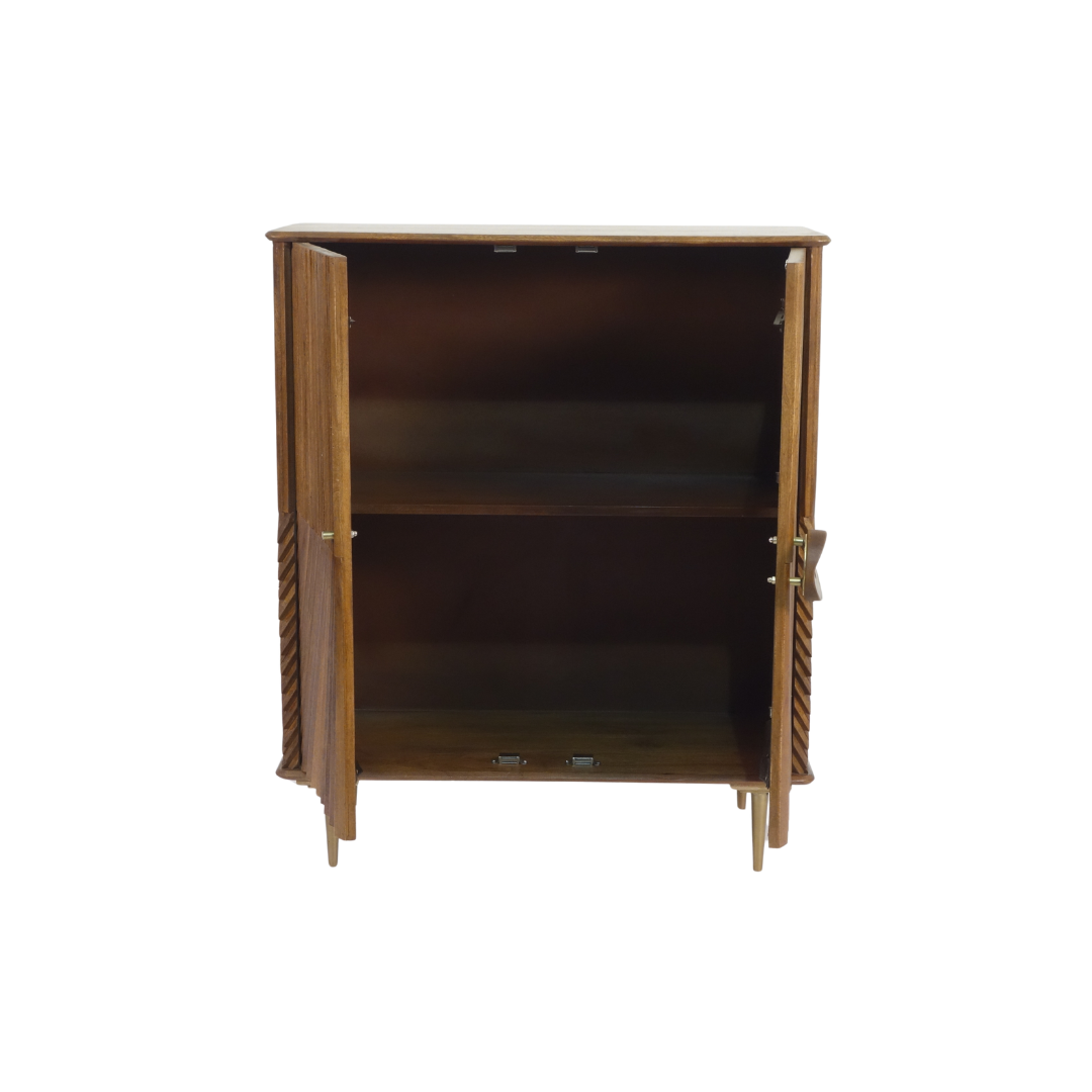 Aranya Solid Wood 2 Door Chip Pattern Cabinet