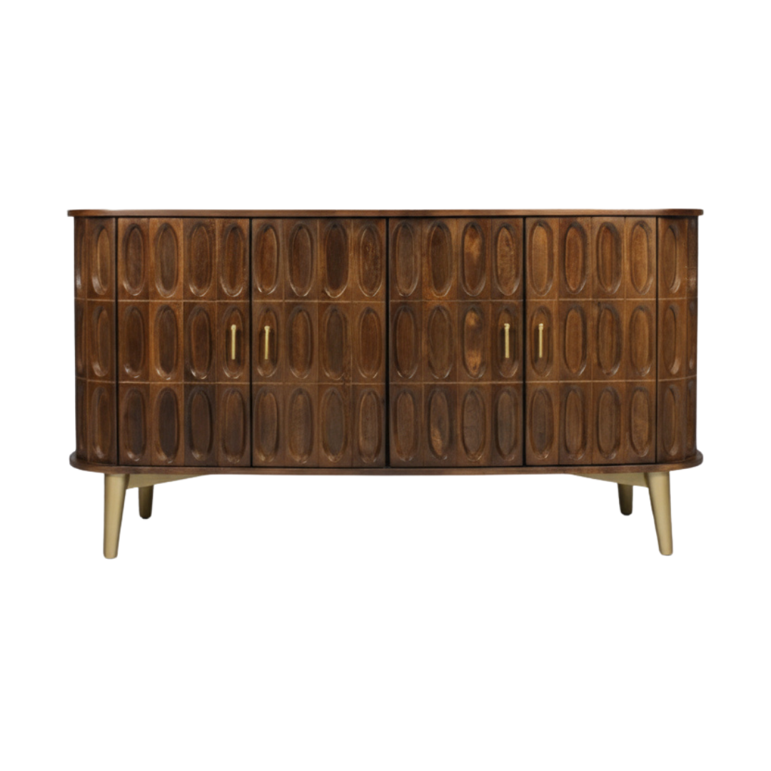 Aranya Solid Wood Oval Tile 4 Door Sideboard