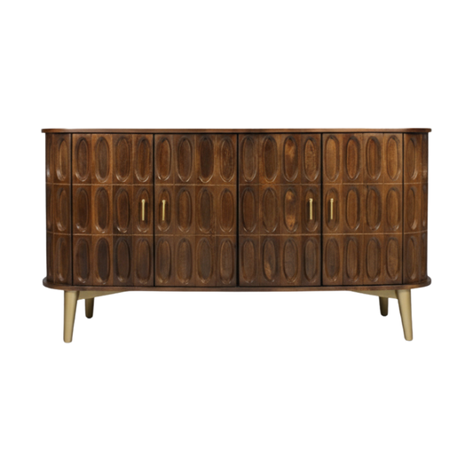 Aranya Solid Wood Oval Tile 4 Door Sideboard