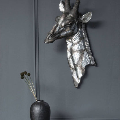 Dappled Silver Giraffe Head Wall Plaque Wall Art