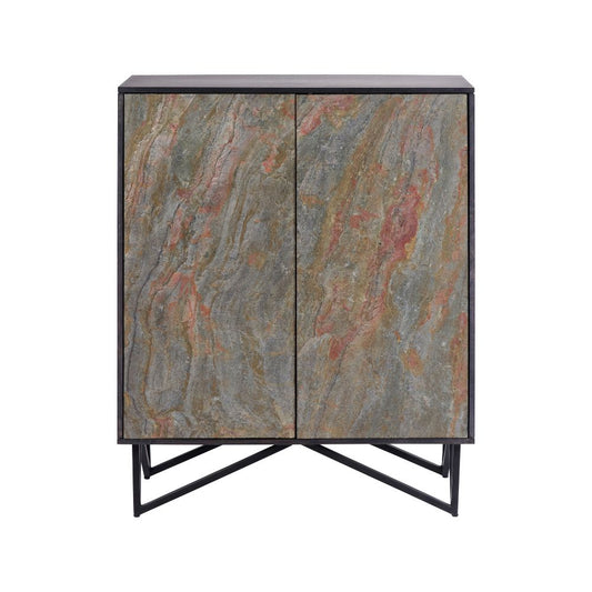 Verde Black Mango Wood and Stone Veneer Sideboard