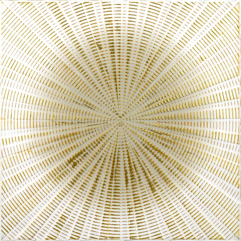 Metal Light Grey and Gold Starburst Wall Art