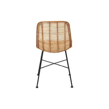 Rattan Core and Black Metal Dining Chair