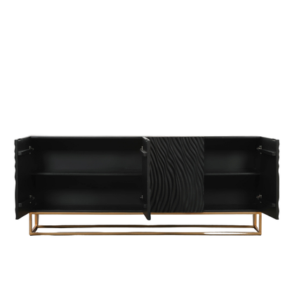 Duskgold Black Mango Wood Ripples Sideboard