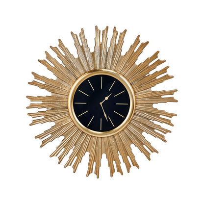 Metal Gold and Black Face Starburst Wall Clock