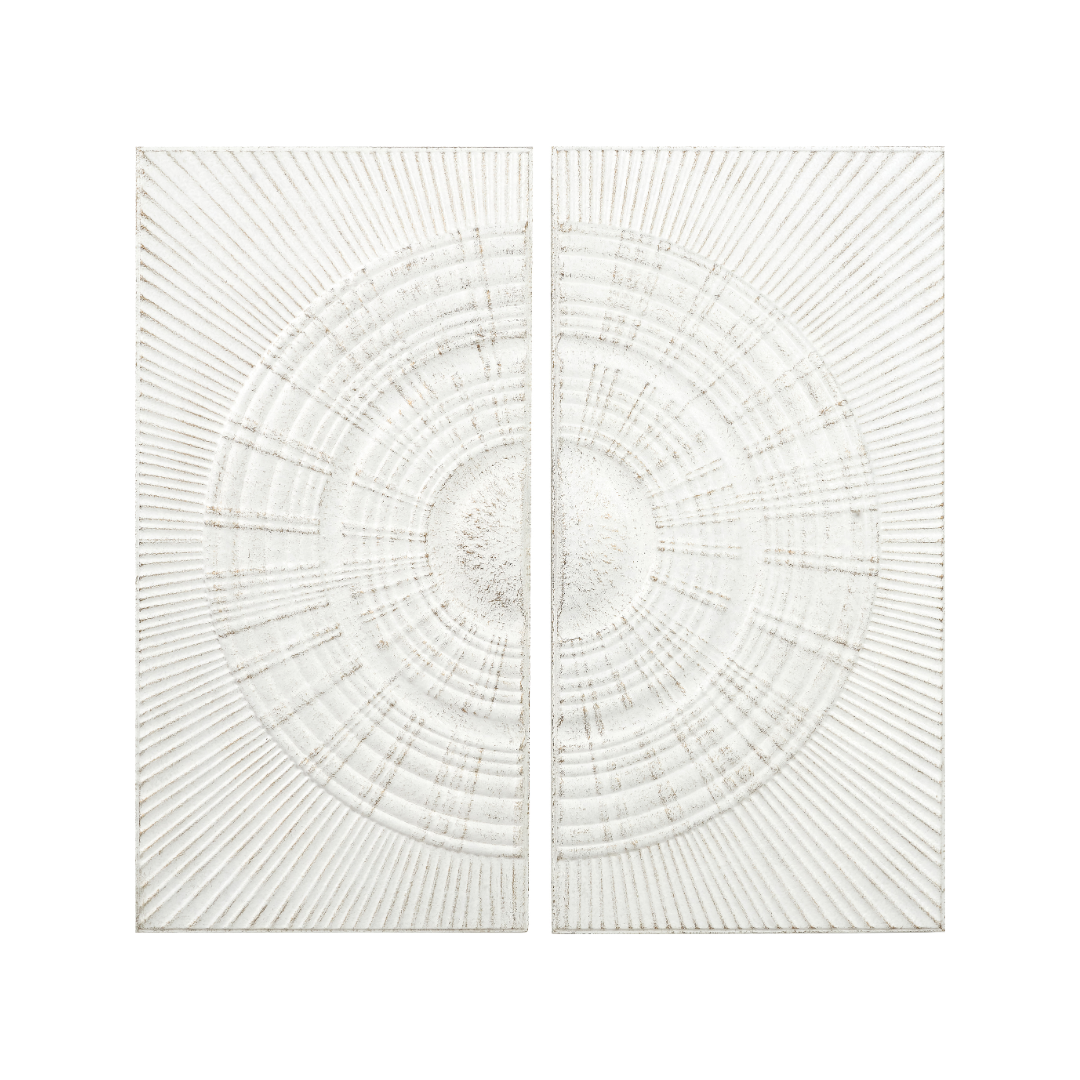 Antique White Moulded Metal Circle Wall Art