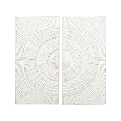 Antique White Moulded Metal Circle Wall Art