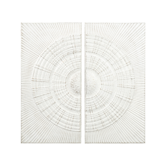 Antique White Moulded Metal Circle Wall Art