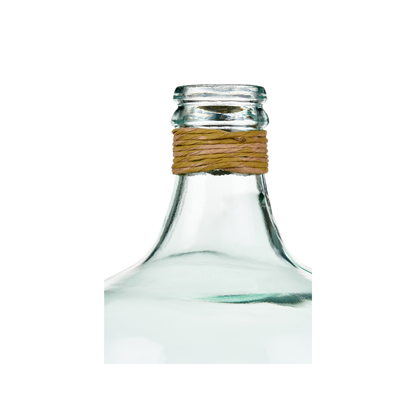 Clear Recycled Medium Bottle Vase With A Raffia Wrapped Neck