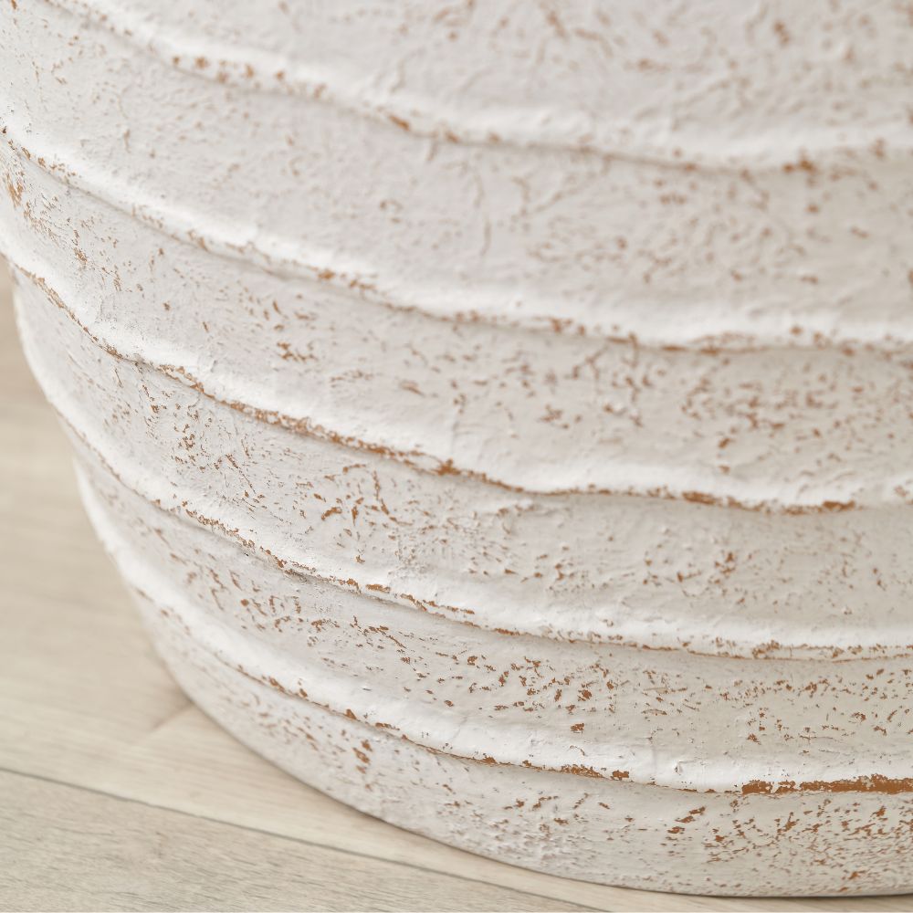 Fibrestone White Wash Decorative Ribbed Large Vase