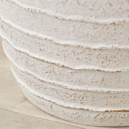 Fibrestone White Wash Decorative Ribbed Large Vase
