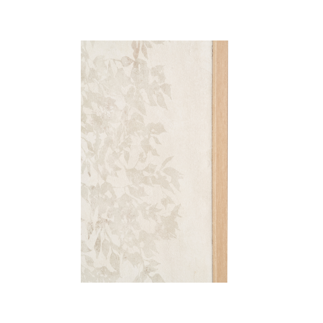 White and Natural Floral Square Canvas with Natural Frame