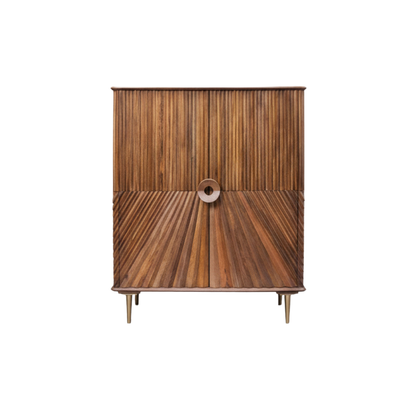 Aranya Solid Wood 2 Door Chip Pattern Cabinet