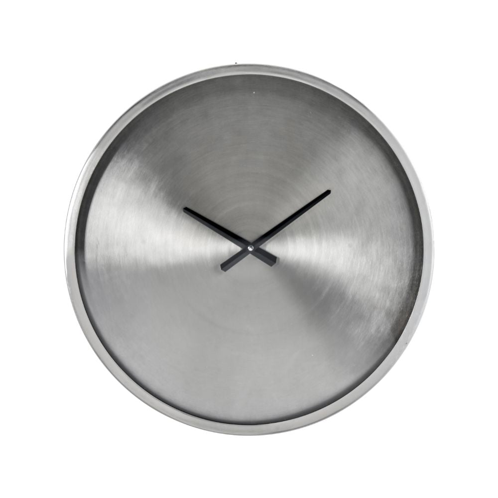 Metal Brushed Silver Round Wall Clock