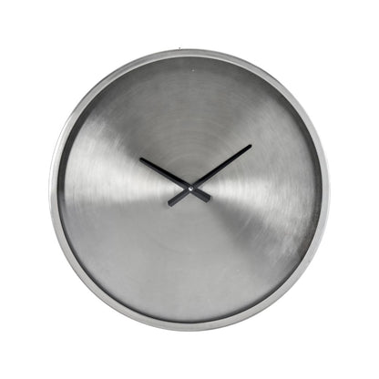 Metal Brushed Silver Round Wall Clock