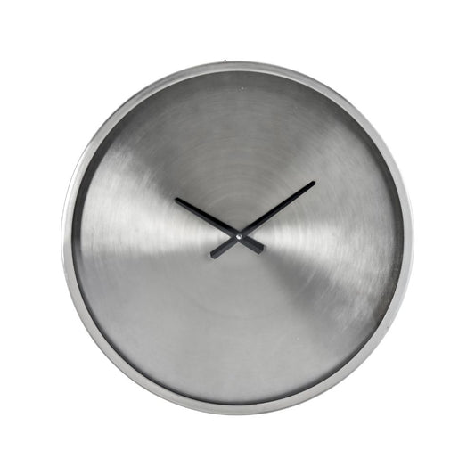 Metal Brushed Silver Round Wall Clock