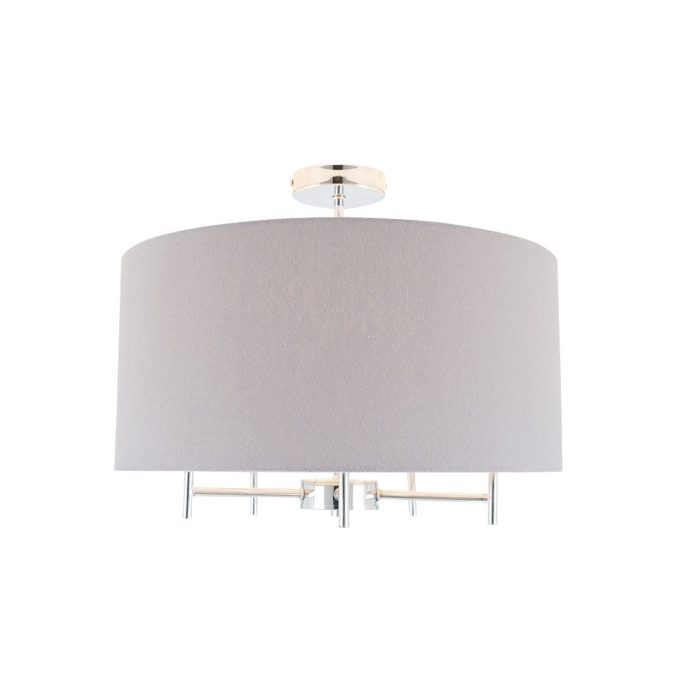 Plaza Silver Metal and Grey Linen Pendant