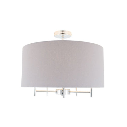Plaza Silver Metal and Grey Linen Pendant