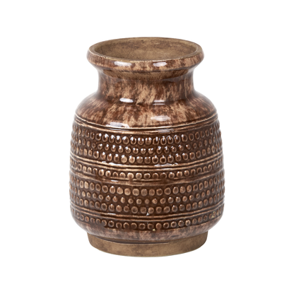 Theano Dot Design Brown Glaze Vase