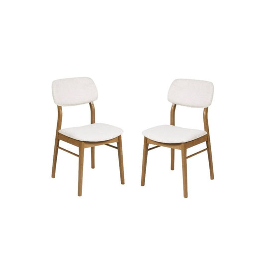 Theia White Boucle Upholstered Dining Chairs (Set of 2 )