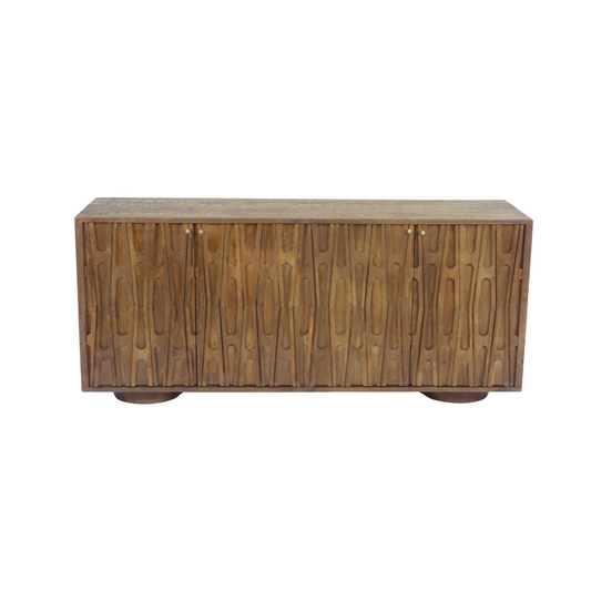 Aranya Solid Wood 4 Door Retro Carved Sideboard