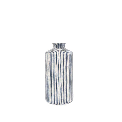 Stoneware Bude Blue and White Stripe Design Vase