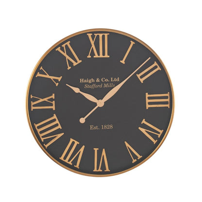 Metal Antique Gold and Black Wall Clock