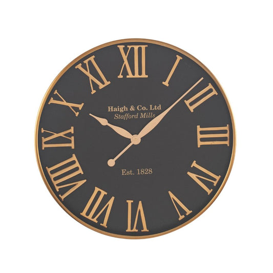 Metal Antique Gold and Black Wall Clock