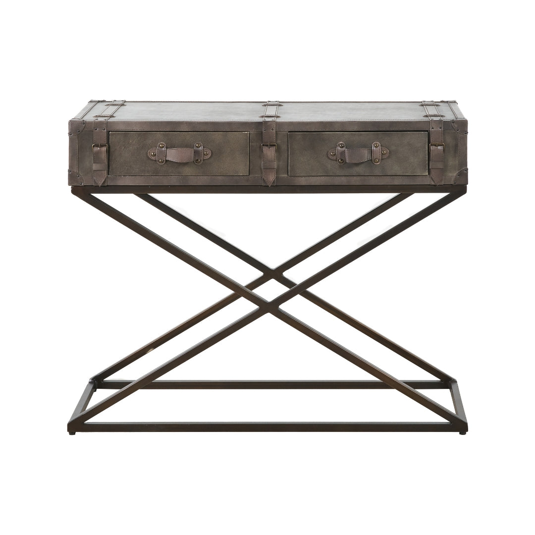 Adriano Peppercorn Leather Console Table