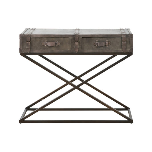 Adriano Peppercorn Leather Console Table