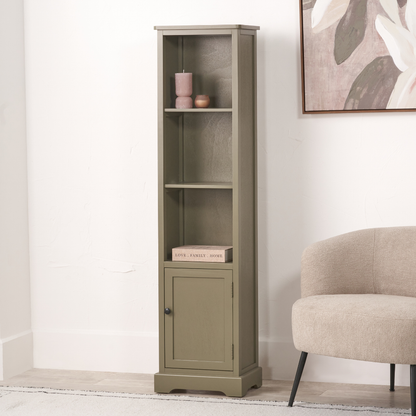 Croft Linen Pine Wood Slim 1 Door 3 Shelf Unit