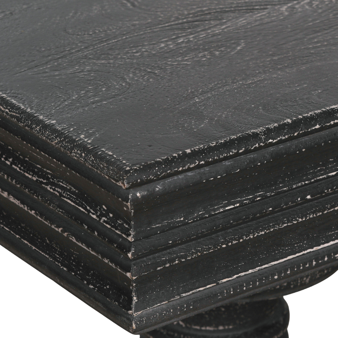Solmere Distressed Black Mango Wood 180cm Console Table