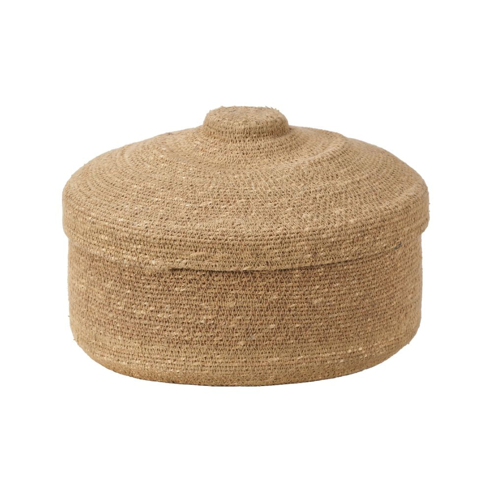 Seagrass Natural Lidded Round Basket