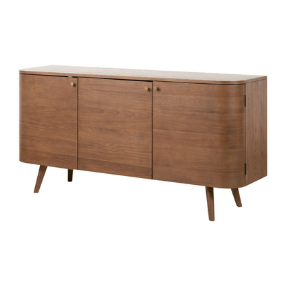 Elias Dark Ash Wood Retro 3 Door Sideboard